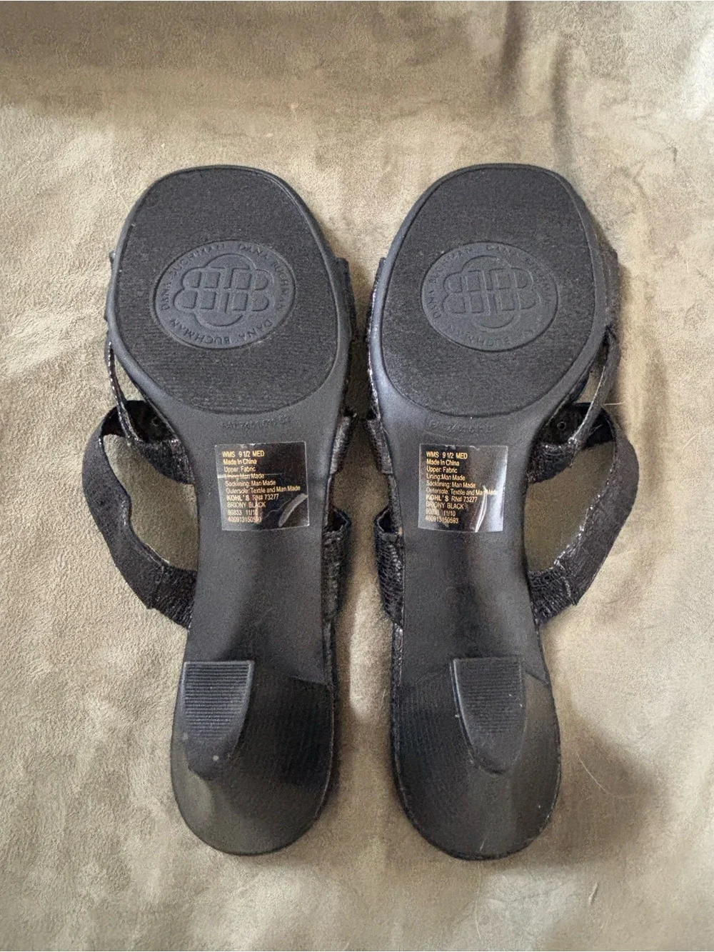 Dana Bachman Black Briony Jeweled Python Kitten Heel Slide Sandals Size 9 1/2 M